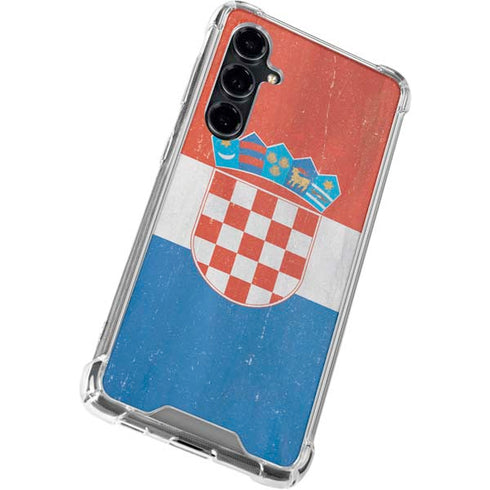 Croatia Flag Distressed Galaxy S23 FE Clear Case